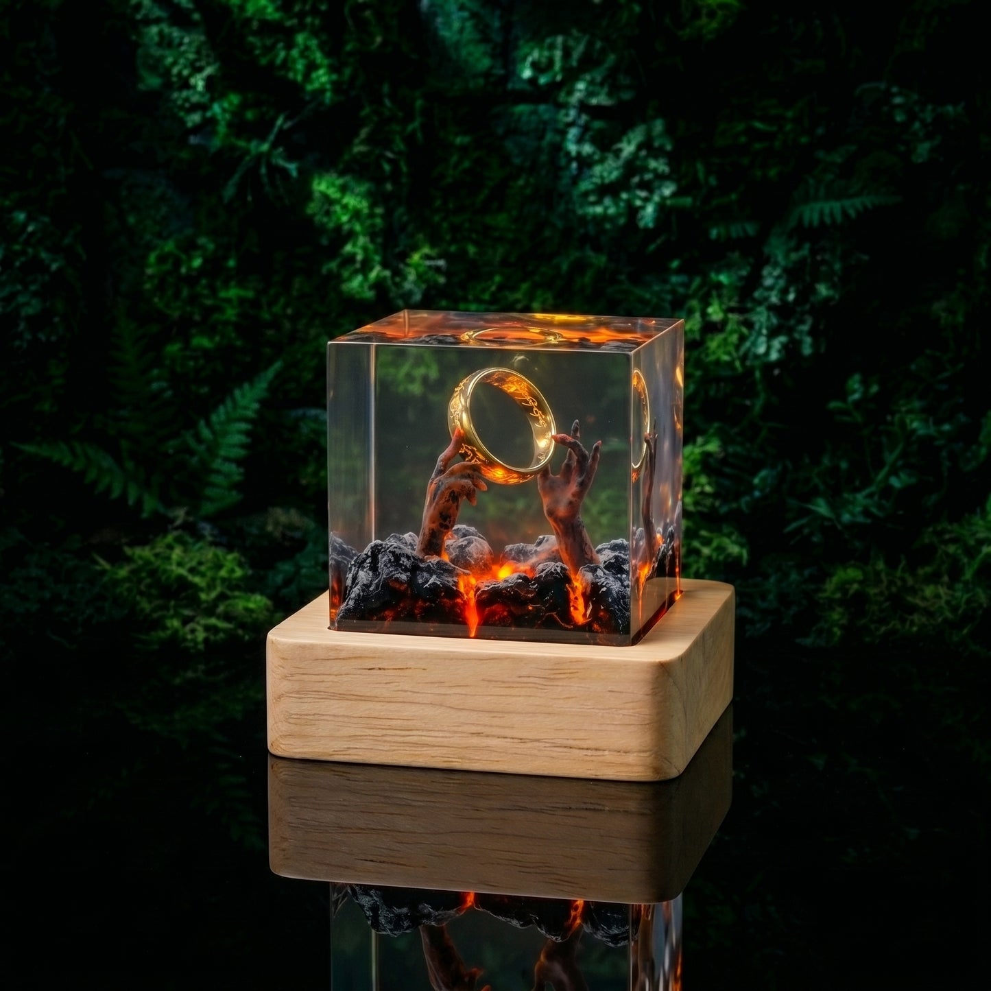 Golden Ring World™Lámpara de resina LED 3d
